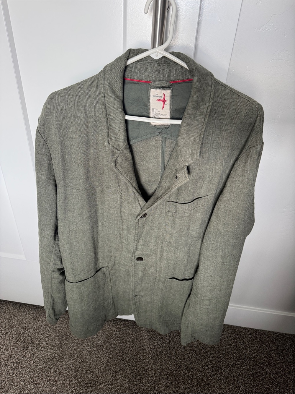Relwen Trap Linen Men’s blazer in Olive NWOT